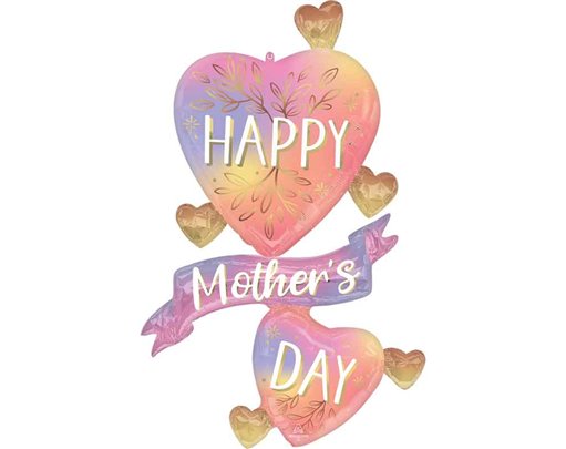 HAPPY MOTHERS DAY BOTANICAL TRACES HEARTS MULTI-BALLOON