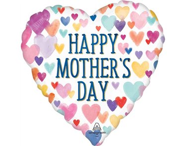18in HEART HAPPY MOTHERS DAY SPRINKLED HEARTS FOIL BALLOON