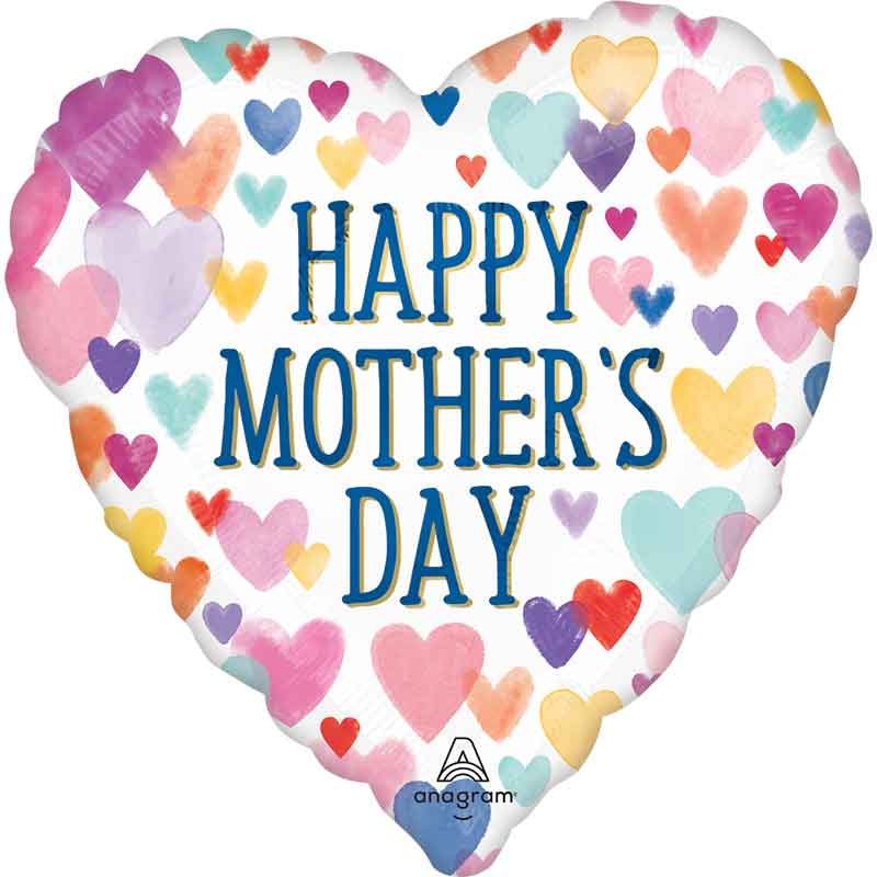 28in HEART HAPPY MOTHERS DAY SPRINKLE HEARTS FOIL BALLOON