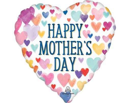 28in HEART HAPPY MOTHERS DAY SPRINKLE HEARTS FOIL BALLOON