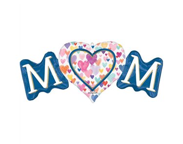 MOM SPRINKLED HEARTS SUPERSHAPE FOIL BALLON