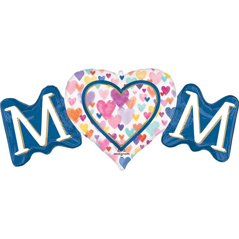 MOM SPRINKLED HEARTS SUPERSHAPE FOIL BALLON