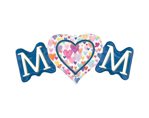 MOM SPRINKLED HEARTS SUPERSHAPE FOIL BALLON