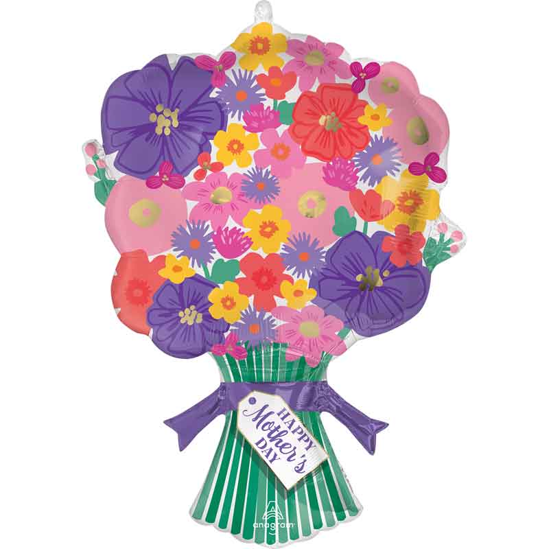 HAPPY MOTHERS DAY SWEET FLORAL BOUQUET SUPERSHAPE FOIL BALLOON