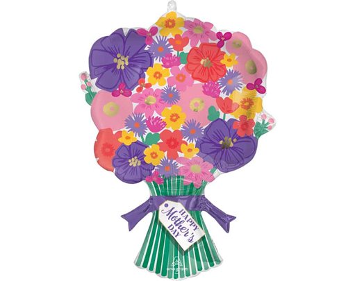HAPPY MOTHERS DAY SWEET FLORAL BOUQUET SUPERSHAPE FOIL BALLOON
