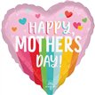 18in HEART HAPPY MOTHERS DAY BRIGHT STRIPES FOIL BALLOON