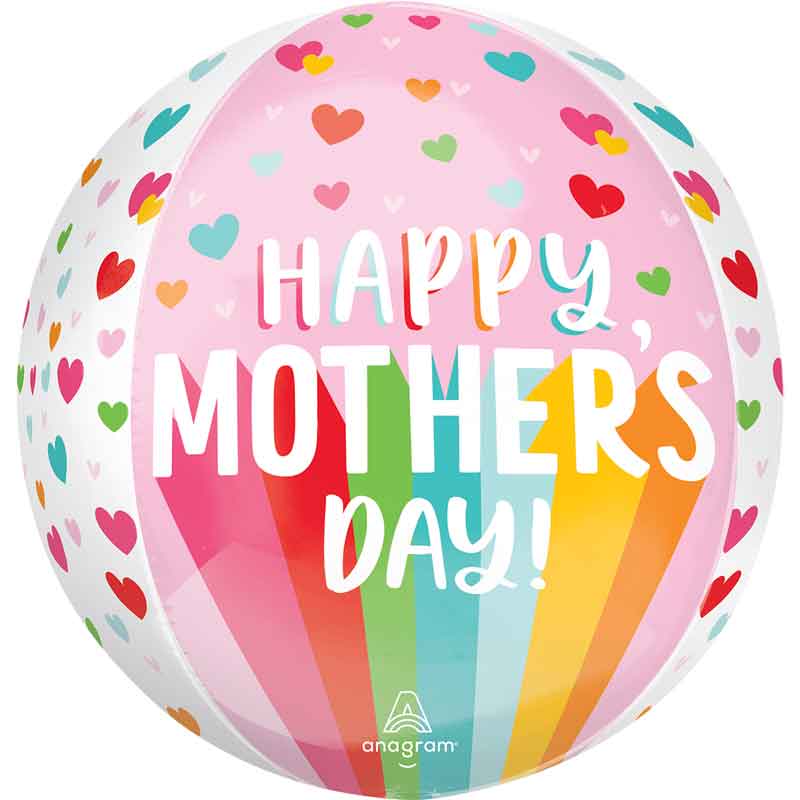 HAPPY MOTHERS DAY BRIGHT STRIPES & HEARTS ORBZ