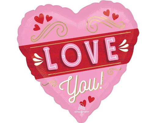 28in RETRO LOVE JUMBO HEART FOIL BALLOON