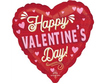 18n RETRO VALENTINE STANDARD HEART FOIL BALLOON