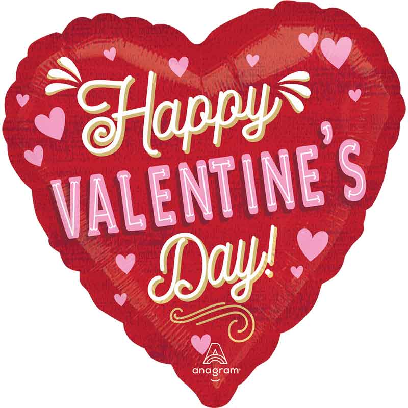 18n RETRO VALENTINE STANDARD HEART FOIL BALLOON