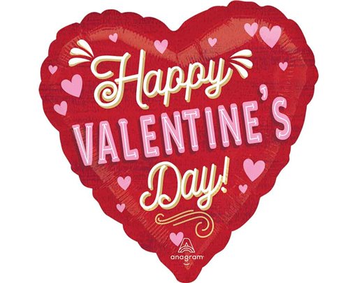 18n RETRO VALENTINE STANDARD HEART FOIL BALLOON
