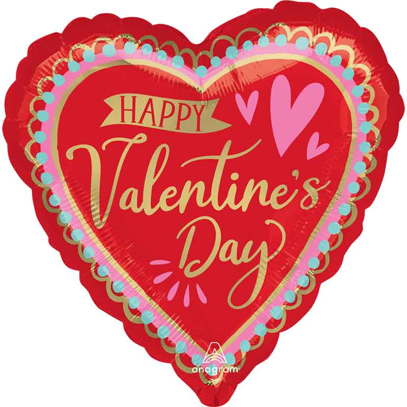 18in HAPPY VALENTINES DAY ARTISTIC AFFECTION HEART FOIL BALLOON