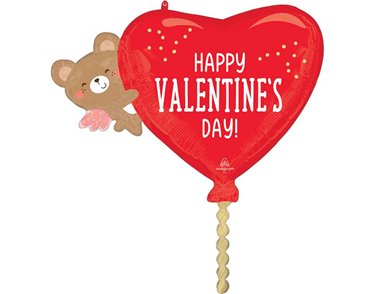 HAPPY VALENTINES DAY ANGEL BEAR HUG SUPERSHAPE FOIL BALLOON