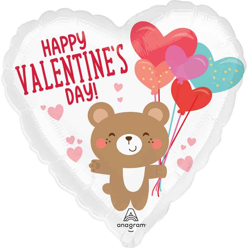 18in HEART VALENTINE BEAR HUG STANDARD FOIL BALLOON
