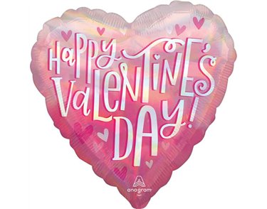 18in HAPPY VALENTINES DAY IRIDESCENT HEART FOIL BALLOON