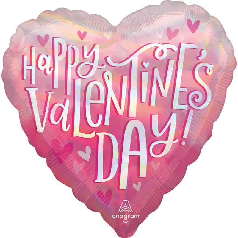 18in HAPPY VALENTINES DAY IRIDESCENT HEART FOIL BALLOON