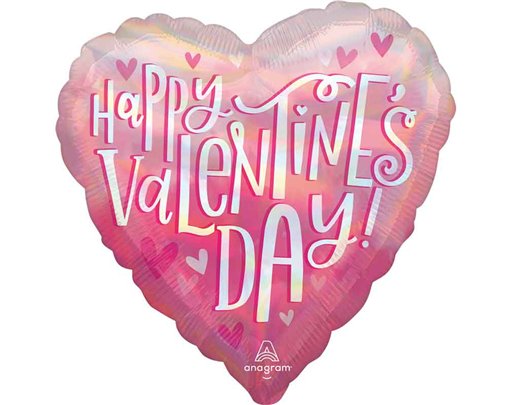 18in HAPPY VALENTINES DAY IRIDESCENT HEART FOIL BALLOON