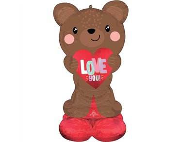 SATIN BROWN LOVE BEAR AIRLOONZ