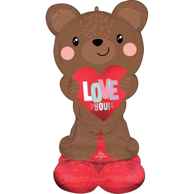 SATIN BROWN LOVE BEAR AIRLOONZ