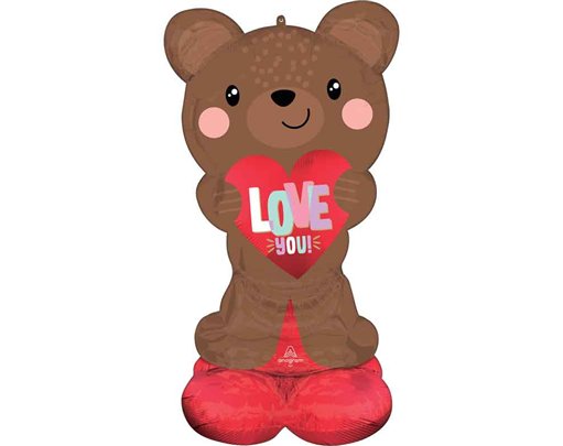SATIN BROWN LOVE BEAR AIRLOONZ