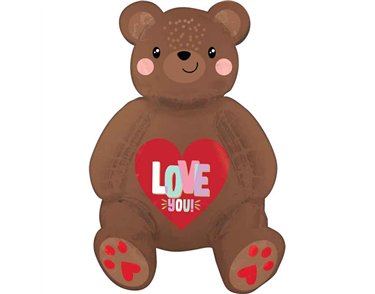 SATIN LOVE BEAR SITTER AIR FILL FOIL BALLOON