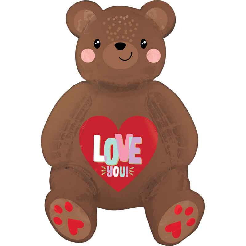 SATIN LOVE BEAR SITTER AIR FILL FOIL BALLOON