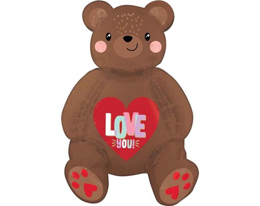 SATIN LOVE BEAR SITTER AIR FILL FOIL BALLOON