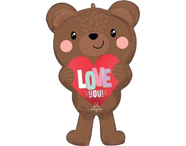 SATIN LOVE BEAR SUPERSHAPE FOIL BALLOON