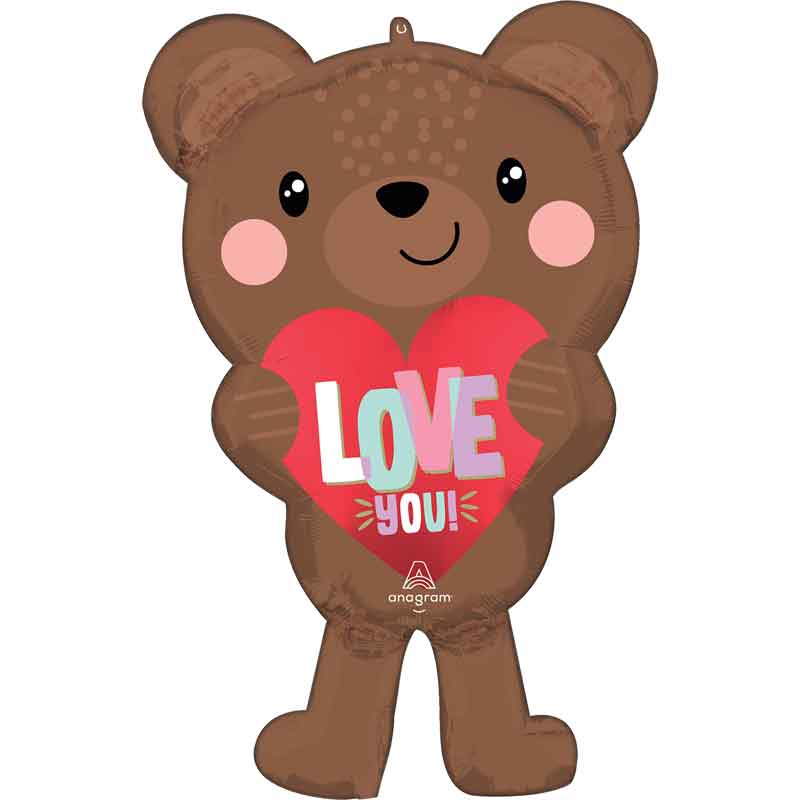 SATIN LOVE BEAR SUPERSHAPE FOIL BALLOON