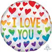 18in IRIDESCENT RAINBOW HEARTS HOLOGRAPHIC FOIL BALLOON