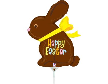 14in CHOCOLATE EASTER BUNNY MINI SHAPE FOIL BALLOON 10S