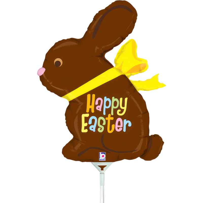 14in CHOCOLATE EASTER BUNNY MINI SHAPE FOIL BALLOON 10S