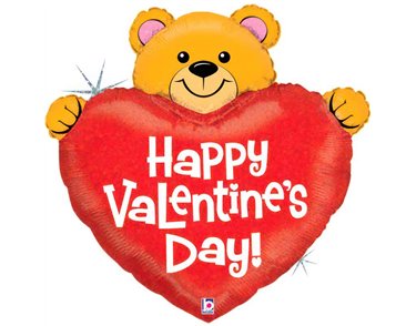 41in BIG HEART VALENTINE BEAR FOIL BALLOON