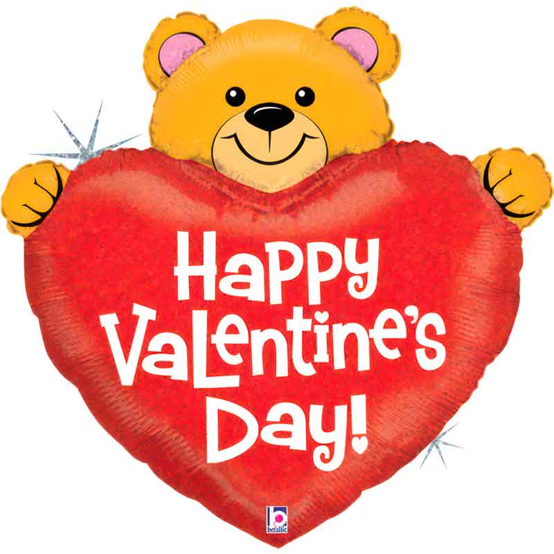 41in BIG HEART VALENTINE BEAR FOIL BALLOON