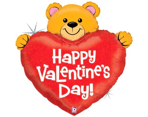 41in BIG HEART VALENTINE BEAR FOIL BALLOON
