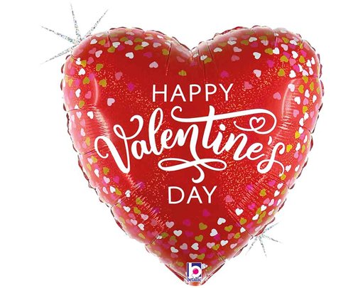 18in VALENTINE CONFETTI HEARTS FOIL BALLOON