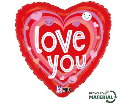 18in SMILEY LOVE HEARTS FOIL BALLOON