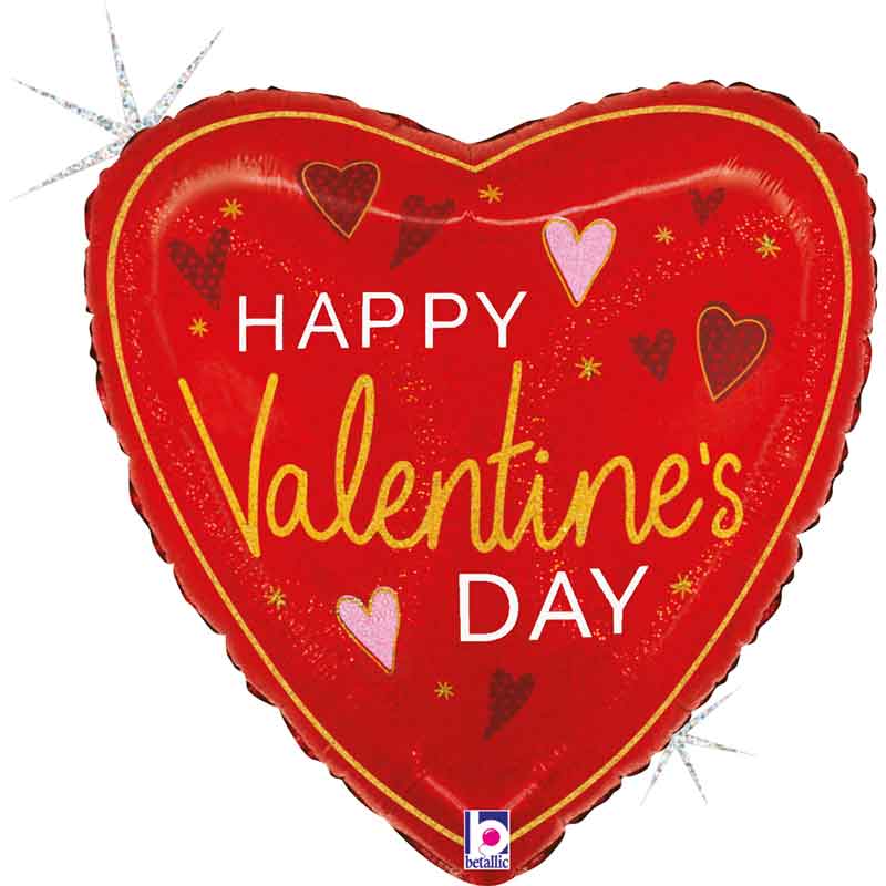 9in ELEGANT VALENTINE HEARTS FOIL BALLOON 10S