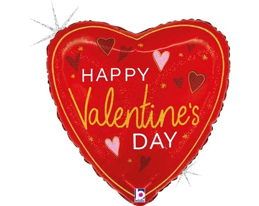 9in ELEGANT VALENTINE HEARTS FOIL BALLOON 10S