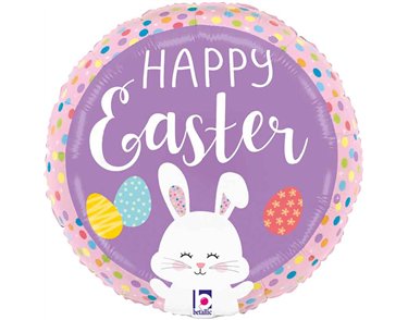 9in EASTER BUNNY DOTS FOIL BALLOON 10S