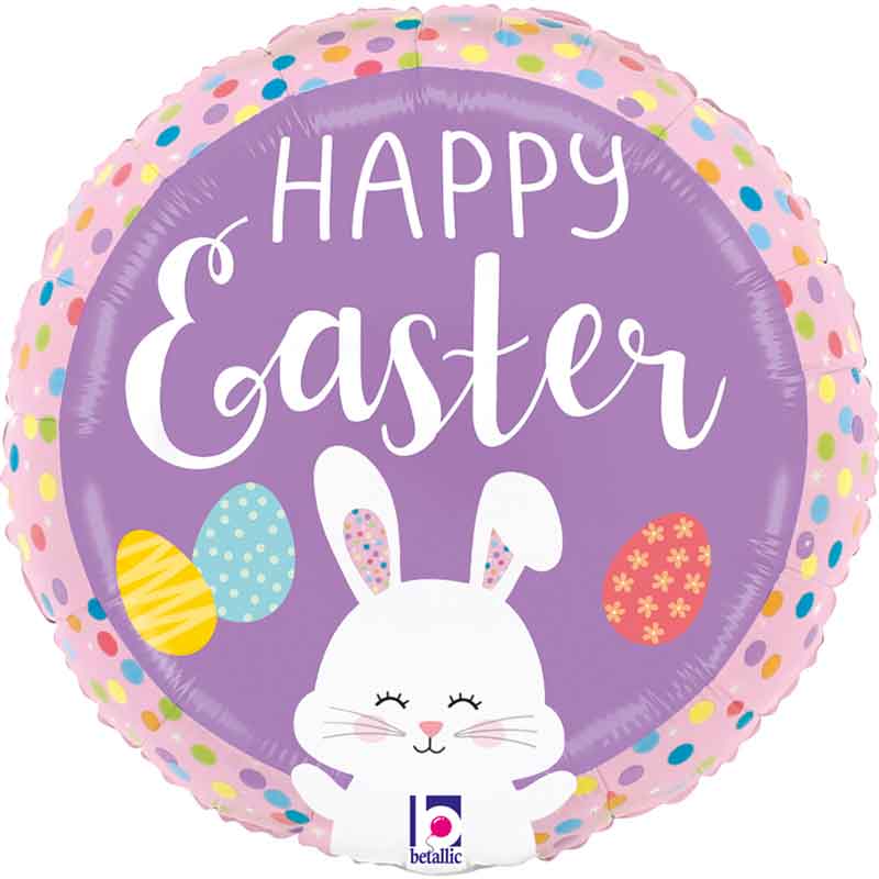 9in EASTER BUNNY DOTS FOIL BALLOON 10S