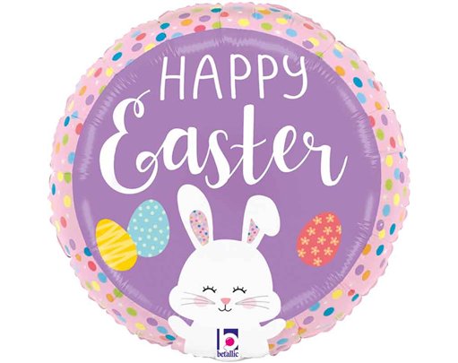 9in EASTER BUNNY DOTS FOIL BALLOON 10S
