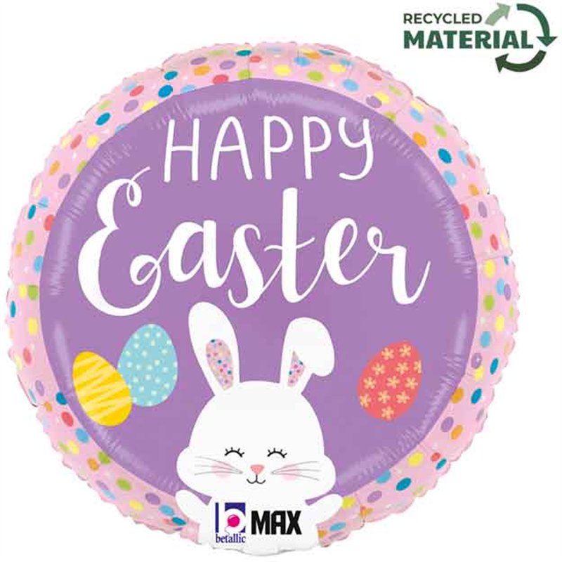 18in EASTER BUNNY DOTS FOIL BALLOON