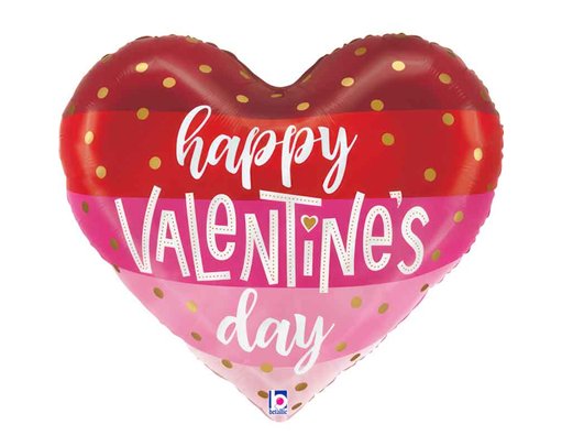 30in SATIN STRIPES VALENTINE HEART FOIL BALLOON