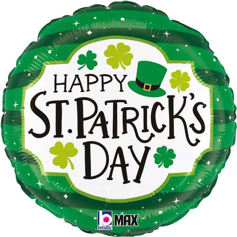 18in ST. PAT'S STRIPES FOIL BALLOON
