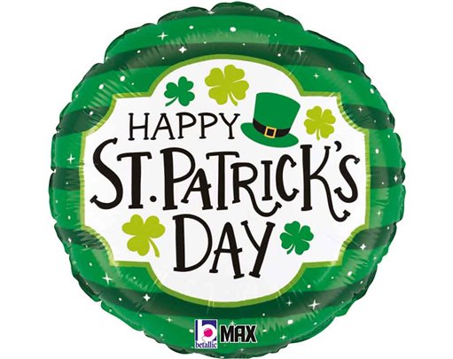 18in ST. PAT'S STRIPES FOIL BALLOON