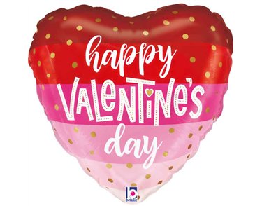 9in SATIN STRIPES VALENTINE AIR FILL FOIL BALLOON 10S