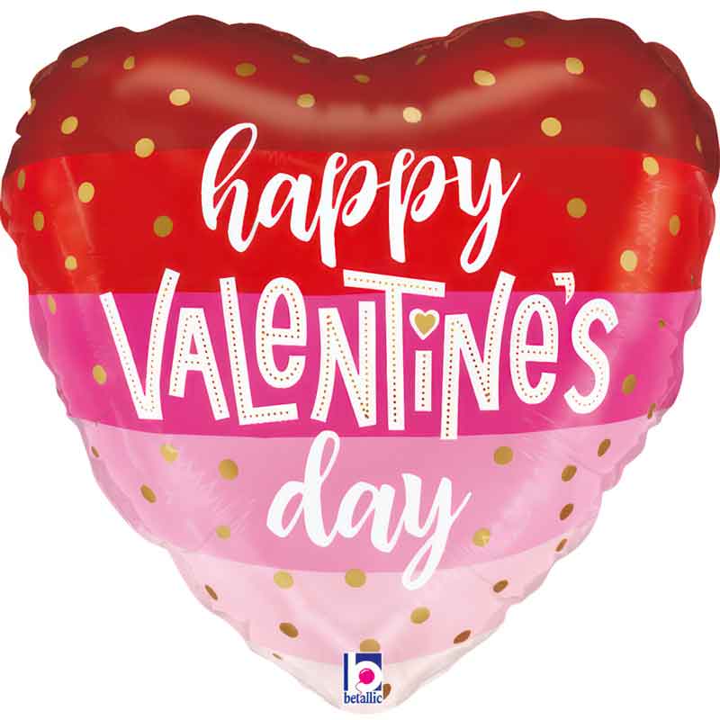 9in SATIN STRIPES VALENTINE AIR FILL FOIL BALLOON 10S