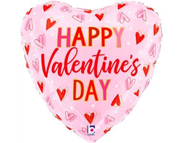 9in VALENTINE HEARTS AIR FILL FOIL BALLOON 10S
