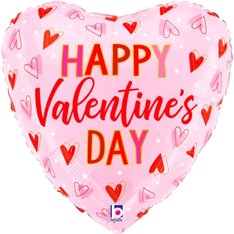 9in VALENTINE HEARTS AIR FILL FOIL BALLOON 10S